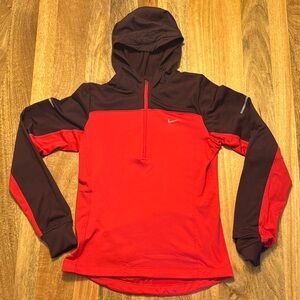Nike Red and Dark Brown Hooded Jacket
